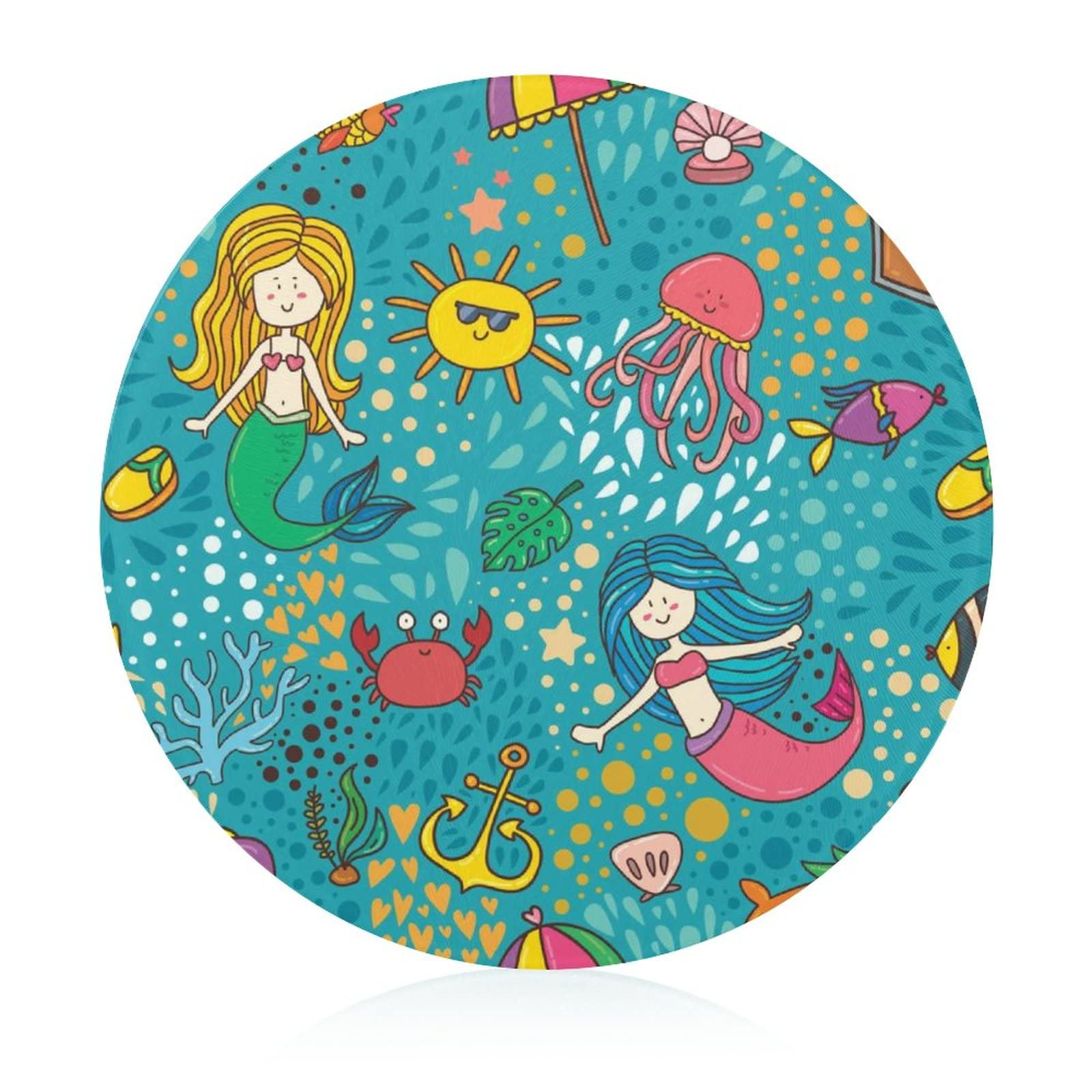 Planche à découper en verre crabe sirène 20 cm résistante à la chaleur
