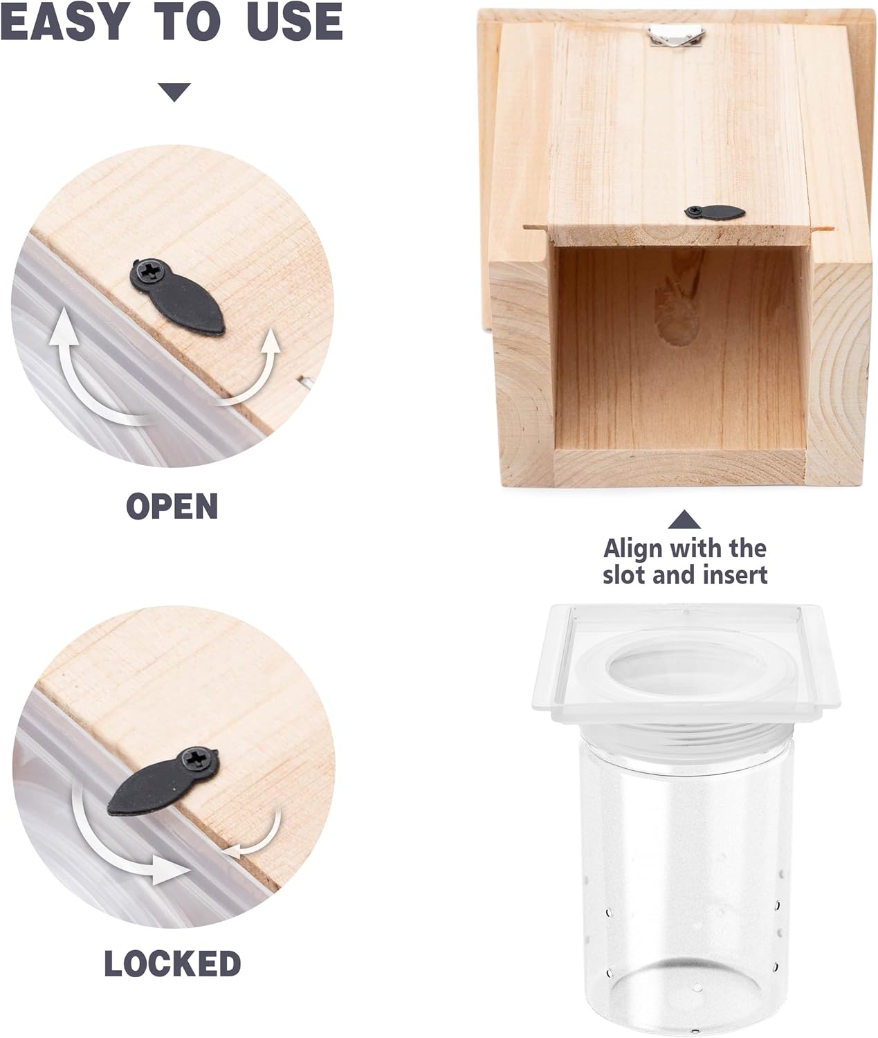 Carpenter Bee Trap for Outside - Pentroof Style Nature Hanging Wood Carpenter Bee Traps Outdoor - Best Bee Trap - Insect Traps with Removable Vault (1 Pack)