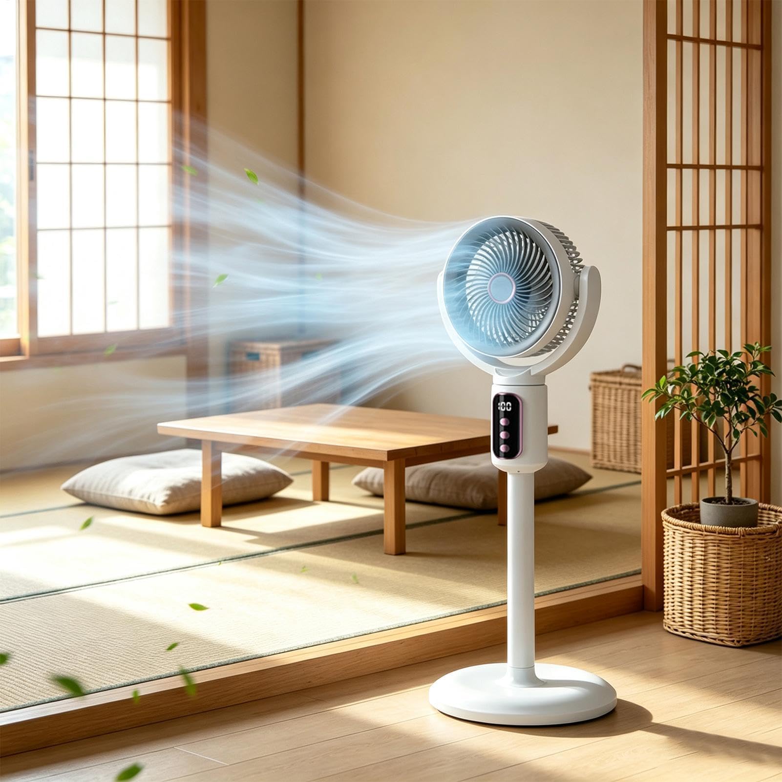 Ventilador De Pie Con Mando A Distancia 5 Velocidades, Altura Ajustable,