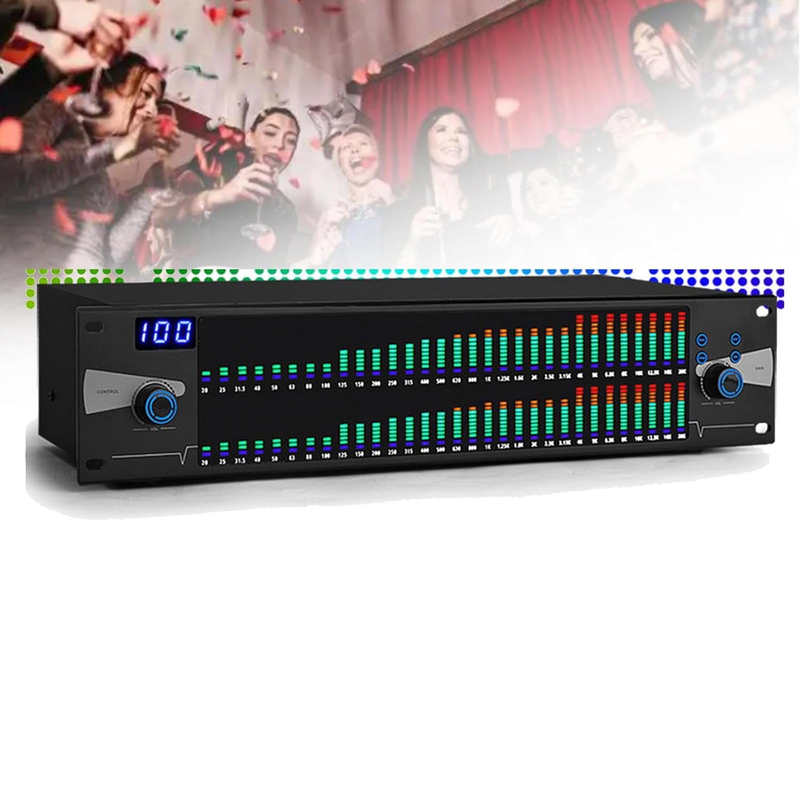 Ecualizador Digital 31 Bandas, Ecualizador Gráfico Profesional 2 Canales, 10 Efectos Predefinidos&respuesta En Frecuencia: 20HZ-20KHz&ajuste Independiente Bajo/medio/alto, Para Estudio Grabación