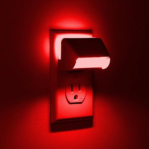 Luz nocturna LED roja, sensor de atardecer a amanecer, modo de iluminación doble, luz guía y luz de sueño, interruptor de encendido y apagado, luz