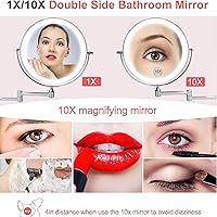 Vista 4 de GAUDIE Espejo de maquillaje LED con sensor inteligente con luces y aumento de 10X, espejo de tocador extensible giratorio de doble cara montado