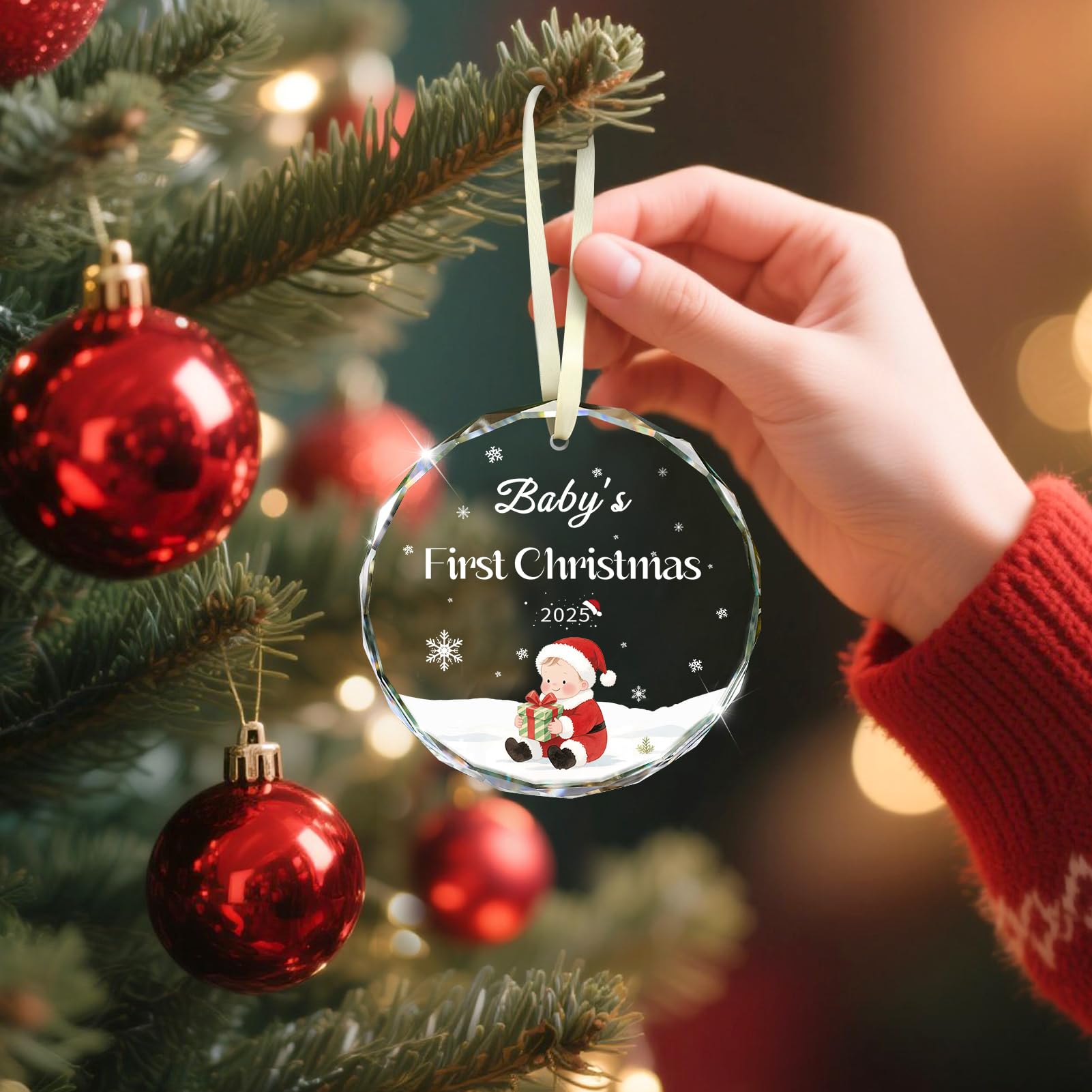 Amazon｜赤ちゃんの最初のクリスマスオーナメント2025、クリスタル