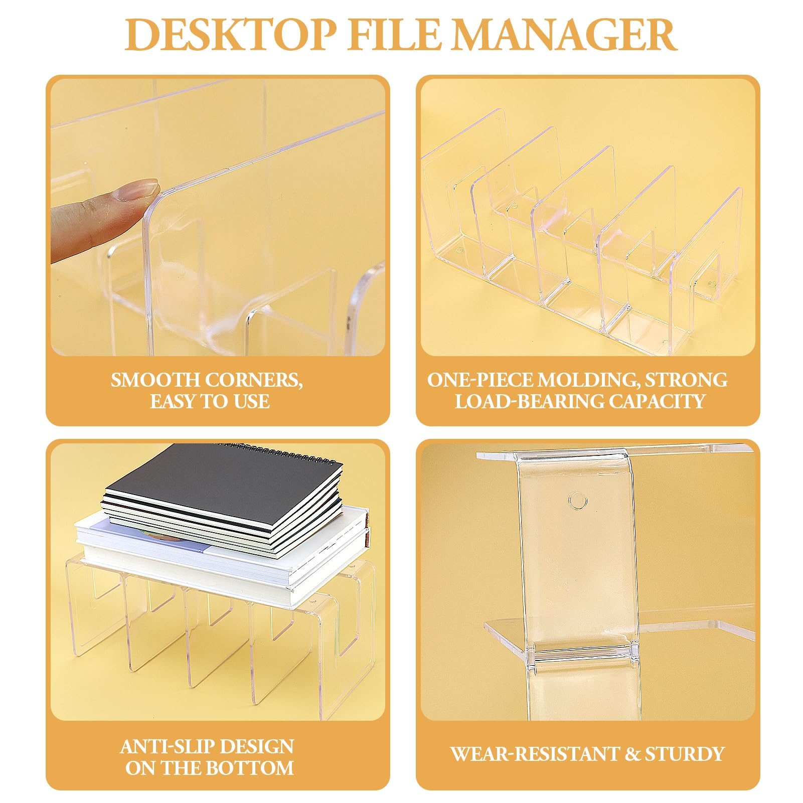 2 pezzi Divisori per Mensole in Plastica, Portariviste con 4 scomparti, Organizzatore di Borse per Armadio,Guardaroba Trasparente Divisori per Essere Utilizzato Come Armadio, Libreria, Cucina Bagno