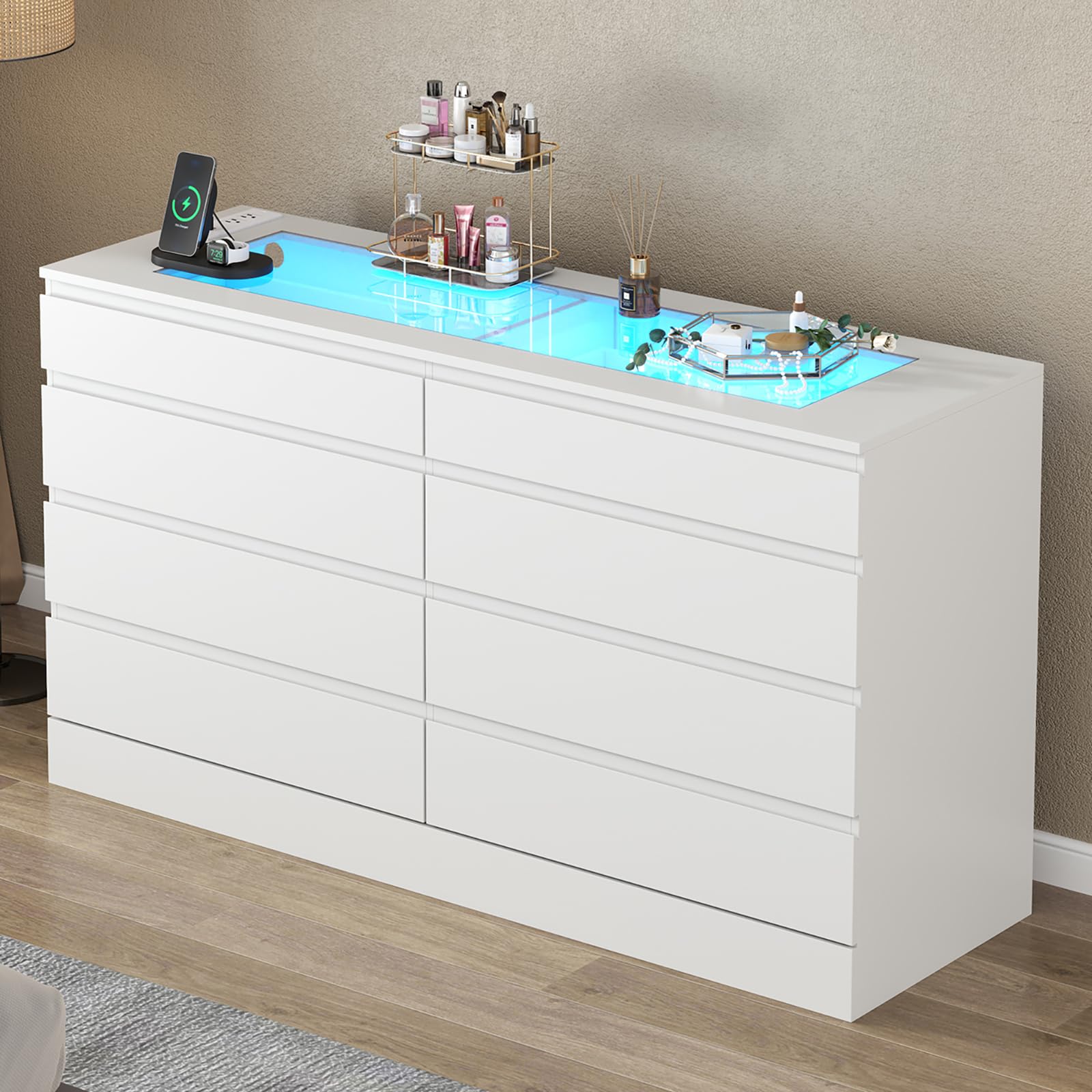Amazon.com: Gyfimoie 8 Drawer Dresser with Power Outlet, White