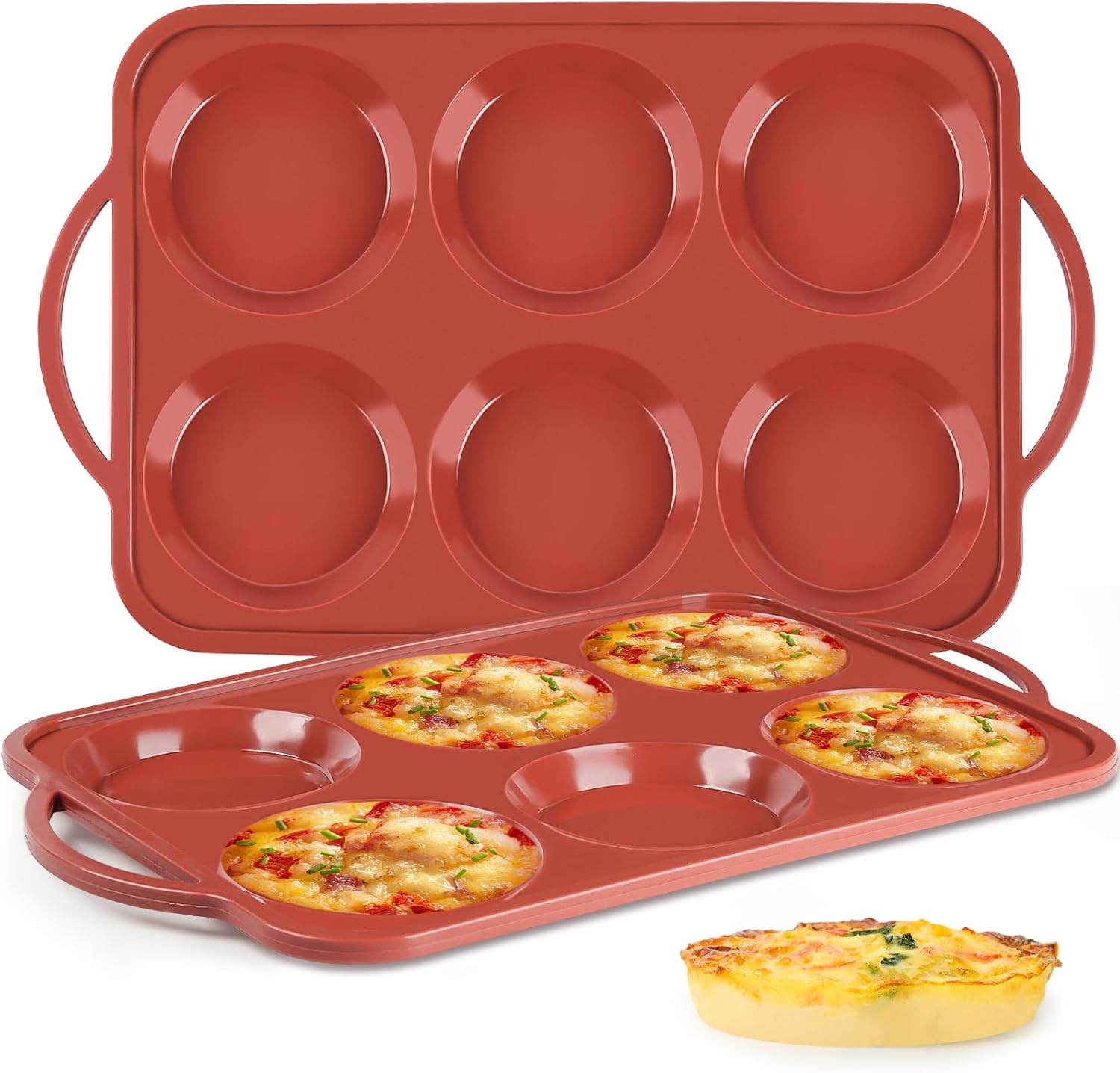 JOERSH Paquete de 2 moldes de silicona jumbo de 4 pulgadas con marco de metal, molde de silicona antiadherente para horno, molde grande para hornear