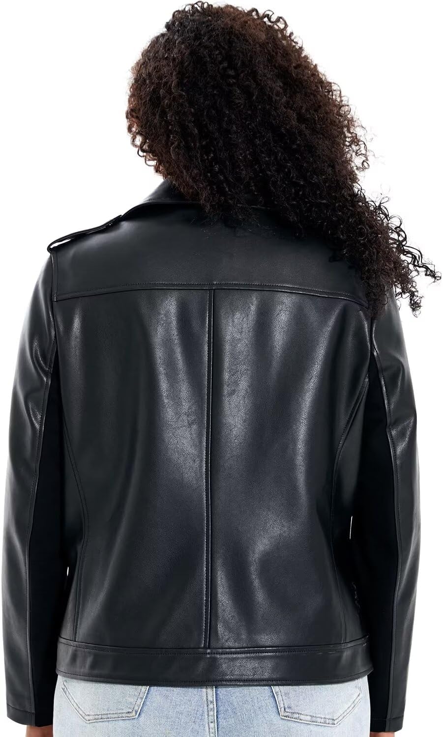 Women's Faux Leather Jacket Plus Size Motorcycle Biker Outwear Pu Zip Up Moto Coat - Image 4