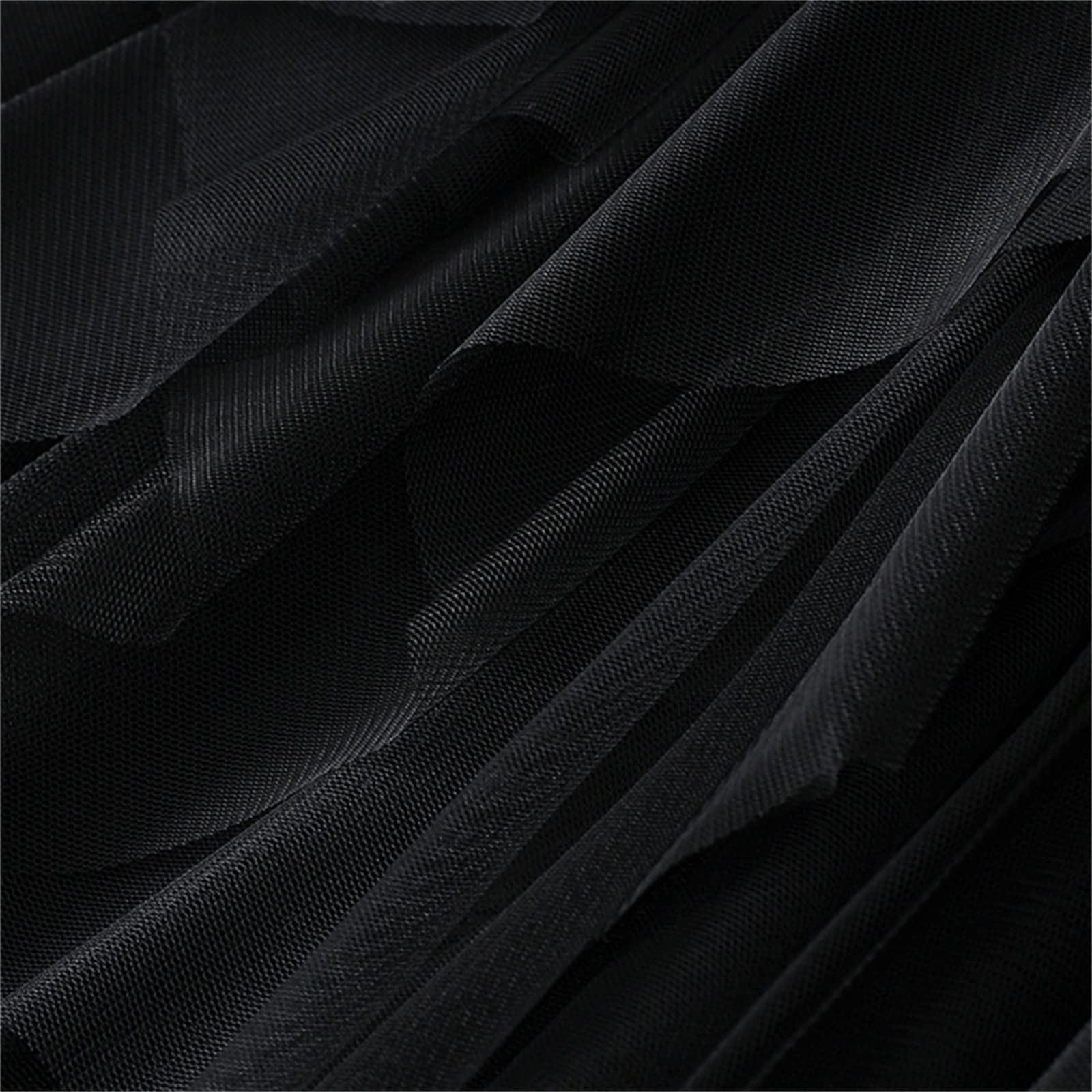 Jupes asymétriques en tulle pour femme - Taille haute élastique - Jupe tutu plissée - Jupe midi décontractée en maille, Noir irrégulier, taille unique