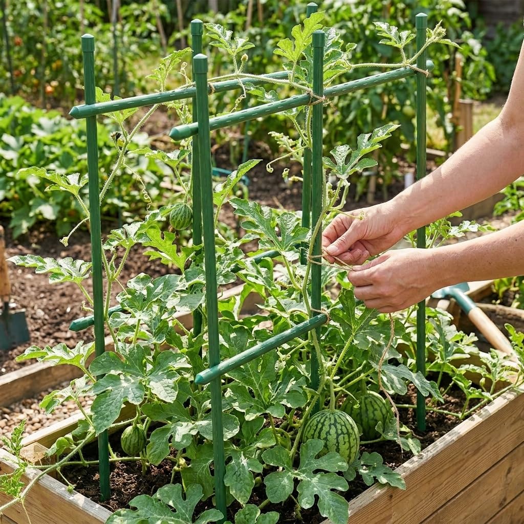 Pomodori e Orto, Sostegni per Piante Rampicanti in Metallo Rivestito, Tutori Durevoli per Giardino, Verde, Diametro 20mm Lunghezza 90cm