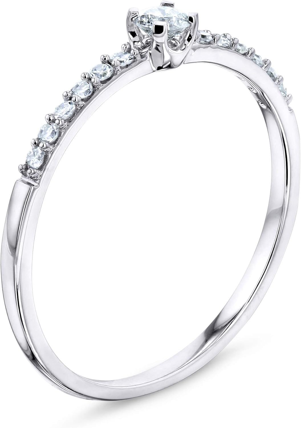 Kobelli Low Petite Diamond Promise Ring 10k White Gold