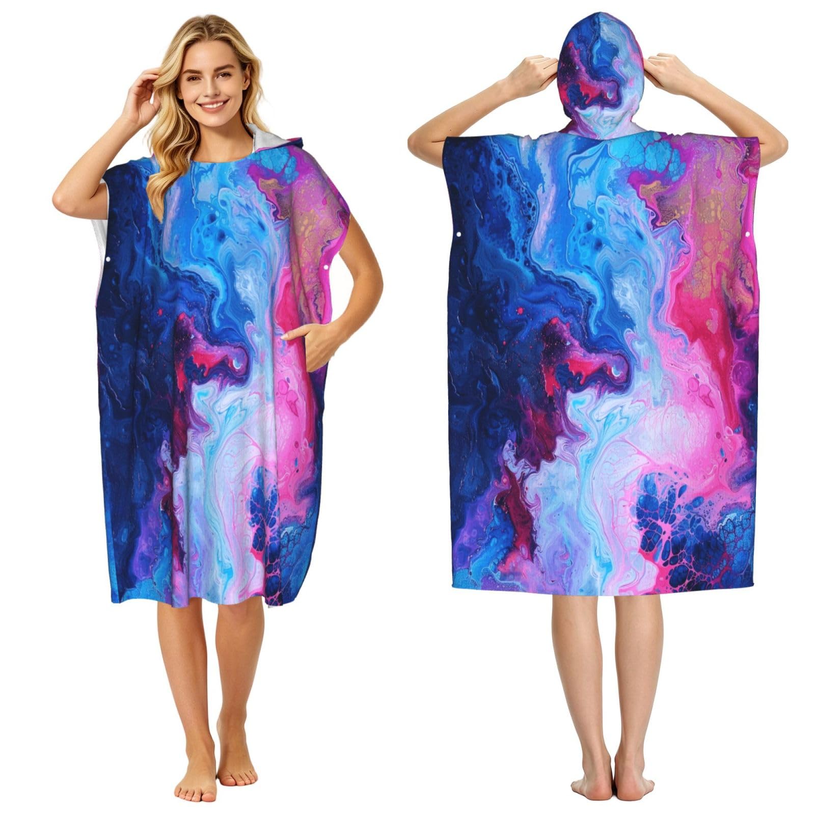 KLGRTJHK Consciousness Adult Hooded Beach Poncho Towel 43"X35"