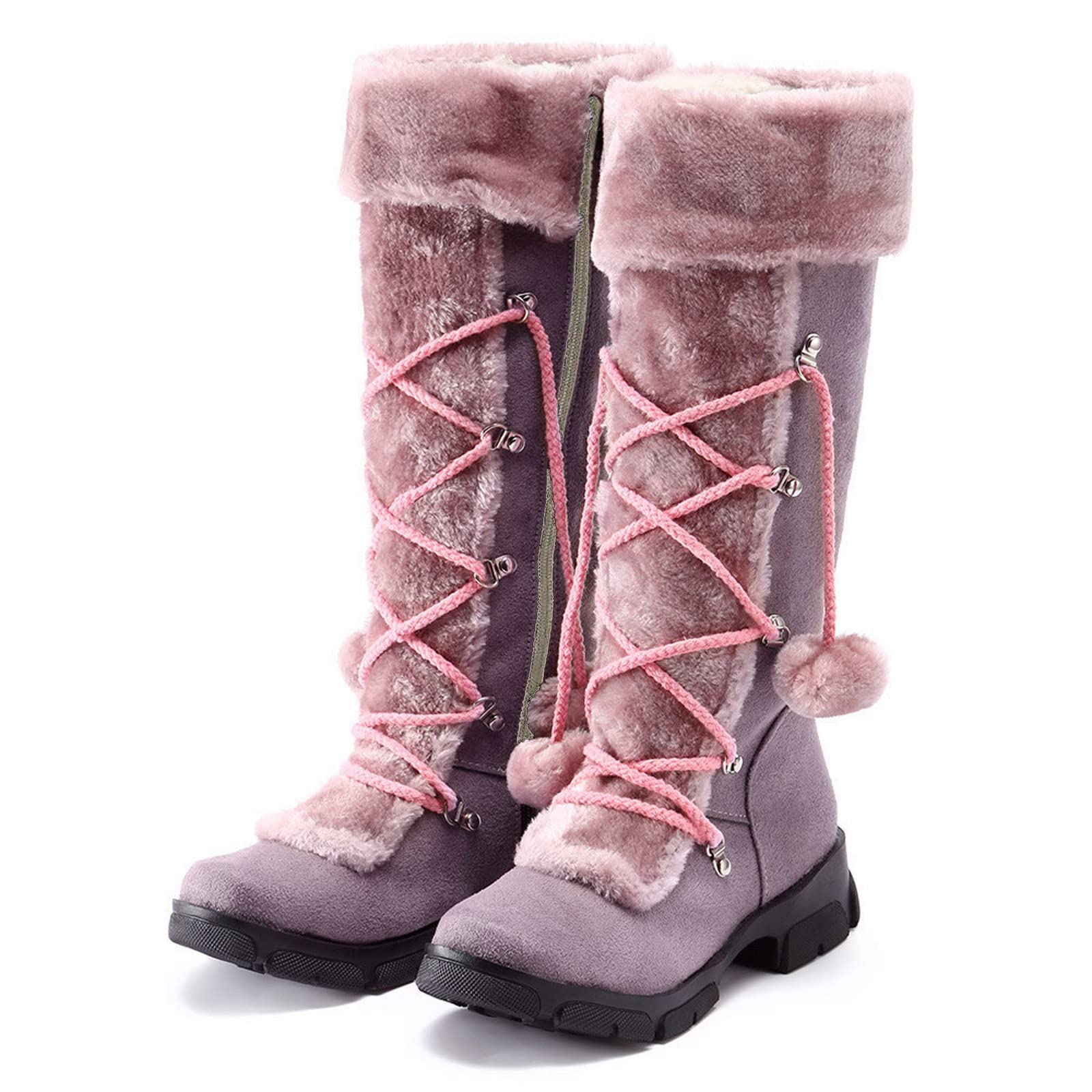 Tronchetti Donna Invernali Eleganti Slip On Scarpe con Tacco a Zeppa Comodo Camminata Stivali Stivaletti Corti alla Caviglia Comodi e Morbidi per Casa Interno Esterno