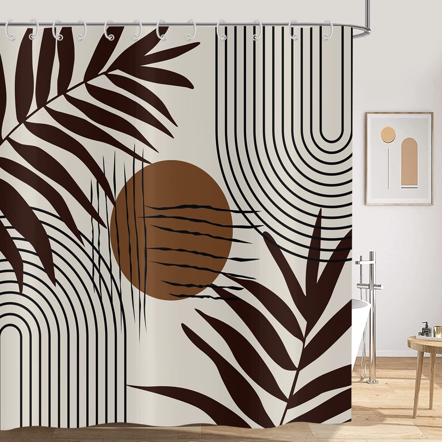 Rideau de douche feuilles mid century moderne pour éliminer les éclaboussures