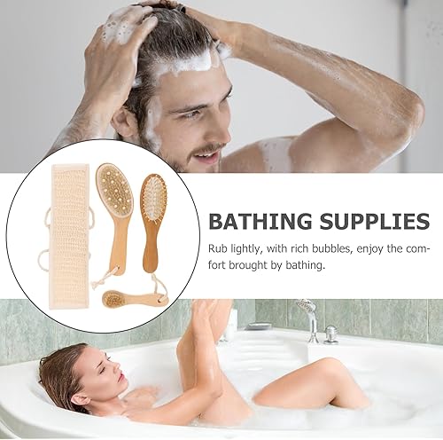 Miniatura 3 de 4 unids 1 juego de cepillo de baño kit de limpieza toallas suaves toalla corporal cepillo de limpieza cepillo de cuerpo seco ducha lavado ropa baño