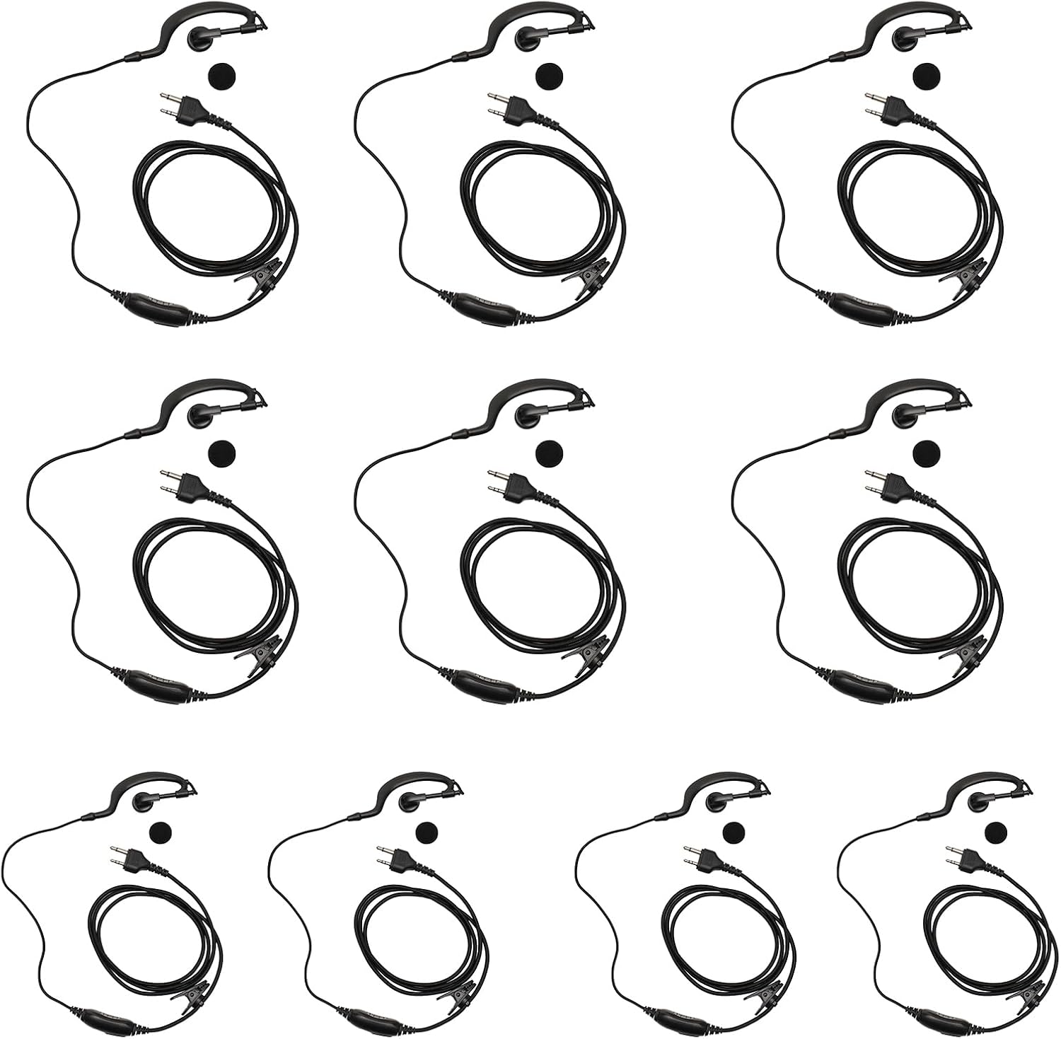 G Shape Earpiece Headset with PTT Mic Compatible for Midland GXT1000VP4 GXT1000 LXT600 LXT500P LXT500VP3 LXT118 GXT1050VP4 GXT1000XB Two Way Radio 10Pack