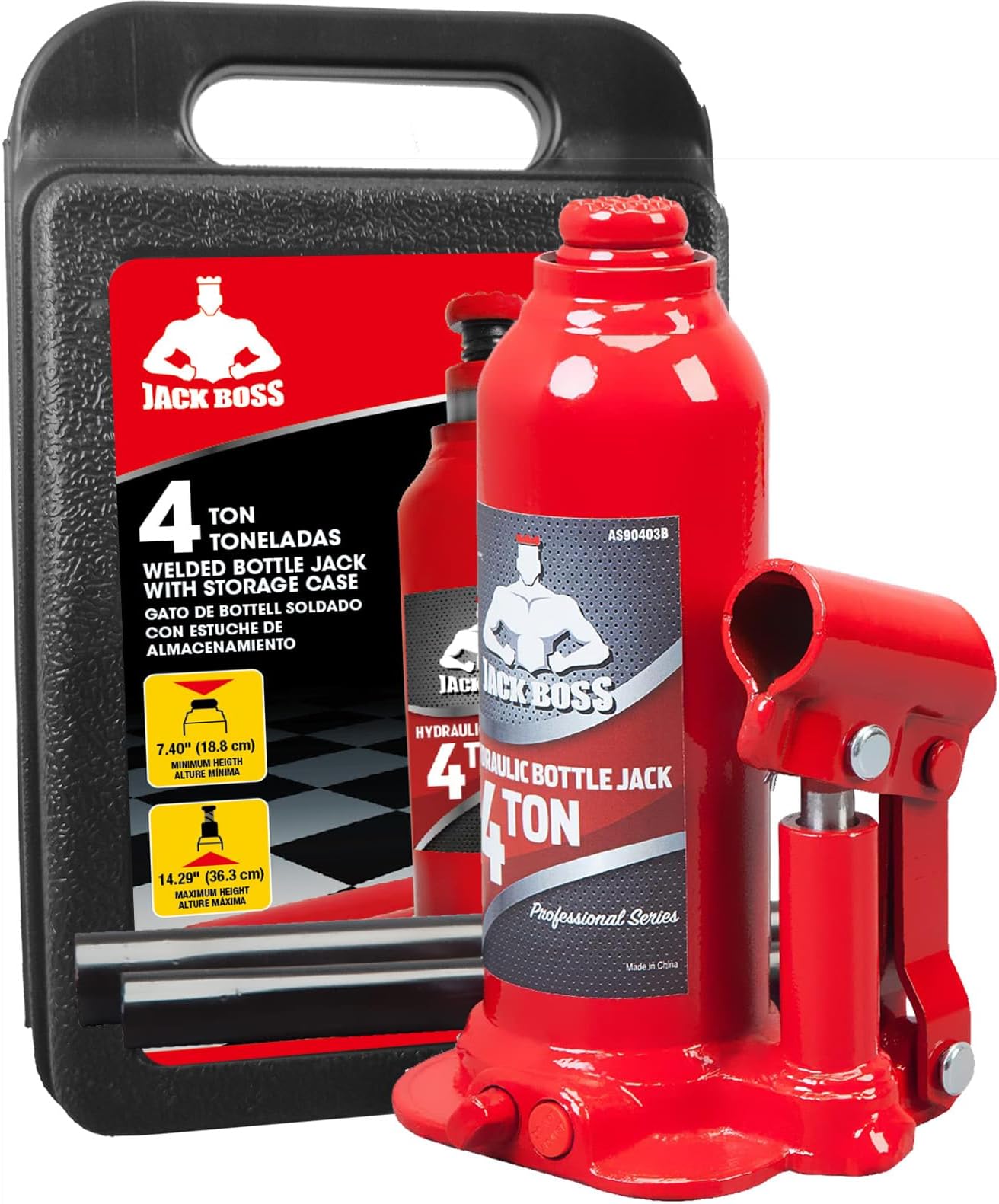 Jack Boss Bottle Jack 4 Ton (8,800 LBs) Welded Hydraulic Car Jack with Pump H...