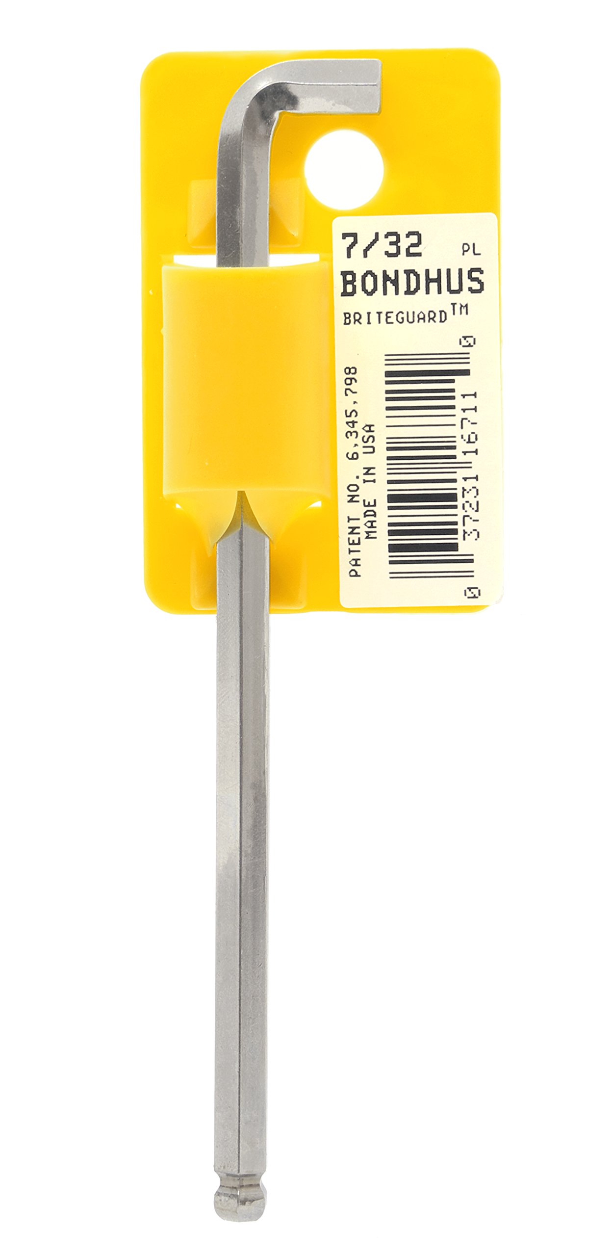 Bondhus 16711 Tagged y barcoded largo brazo de punta de extremo de bola juego de llaves Allen Allen con Briteguard acabado, 7/32 "