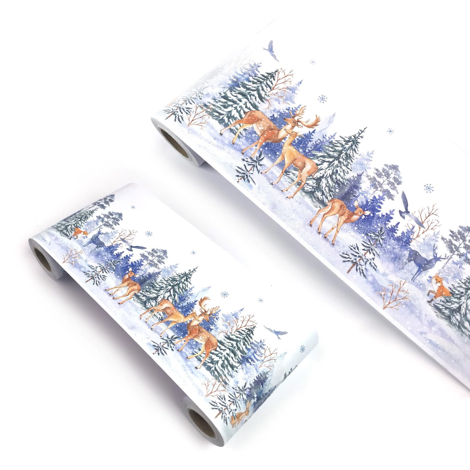 VisitRyl self Adhesive Wallpaper Border Wall Tiles Decorative, Peel and Stick Wall Border Bathroom Stickers Cartoon Children's RoomPurple Snow Deer YX120 12cm X 1000cm