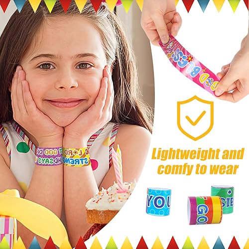 Miniatura 4 de POPLAY 48 pulseras cristianas de bofetada, pulseras a presión con versículos de la Biblia, pulseras religiosas a presión para niños, regalos de