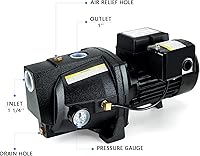 Vista 2 de RainBro Bomba de chorro de pozo poco profundo de hierro fundido de 1 HP para pozos de hasta 25 pies, bomba de agua para pozos poco profundos