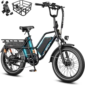 Jasion Electric Bike for Adults, 52V 40Ah Dual Battery, 2080Wh Capacity, Up to 150 Miles, 2000W Peak Motor, 30 MPH, 20" Fat Tire Cargo Ebike, 400 LBS Payload, 5 Riding Modes