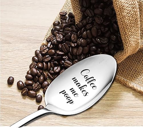 Miniatura 4 de Regalos divertidos  Cuchara grabada de café me hace caca  Regalo para amantes del té del café para cumpleaños  Aniversario  Relleno de calcetín de