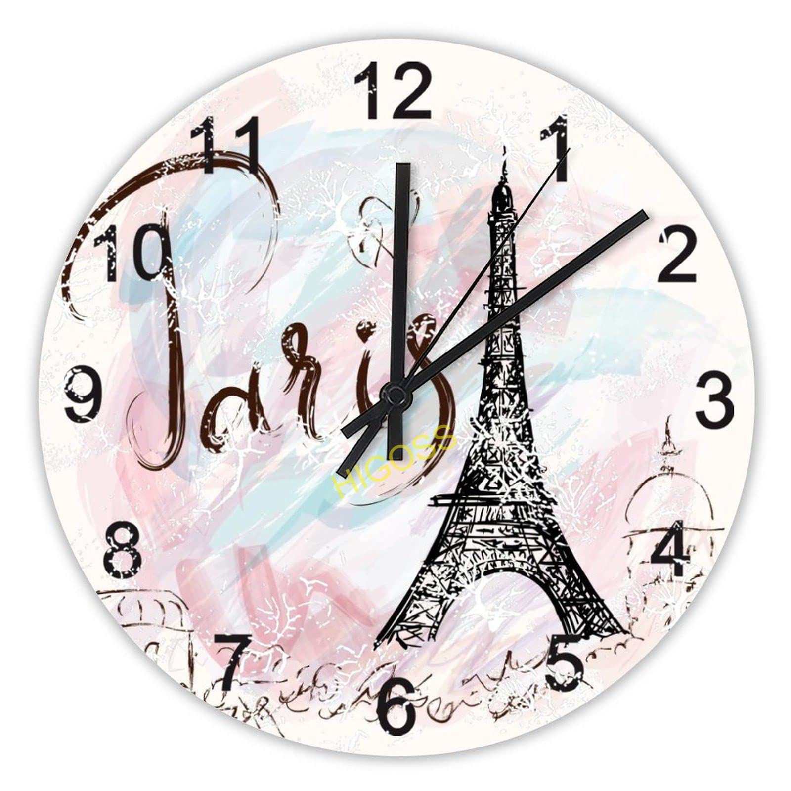 Horloge murale silencieuse sans tic-tac motif Paris pour chambre