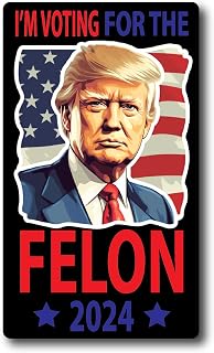 I'm Voting for The Convicted Felon Funny Pro Trump 2024 Trump Mugshot Stickers Laptop Bumper Decal Window Waterproof Car Stickers 5.5-Inch by 3.2- Inch TF100