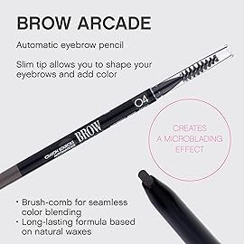 Vivienne Sab Brow Arcade Eyebrow Pencil - Fine Tip Pen with Spoolie Brush, Smudge-Proof Color for Cool-Toned Hair, Longwear Definition for Sparse Arches, Shade 04 Dark Grey, 0.035 oz