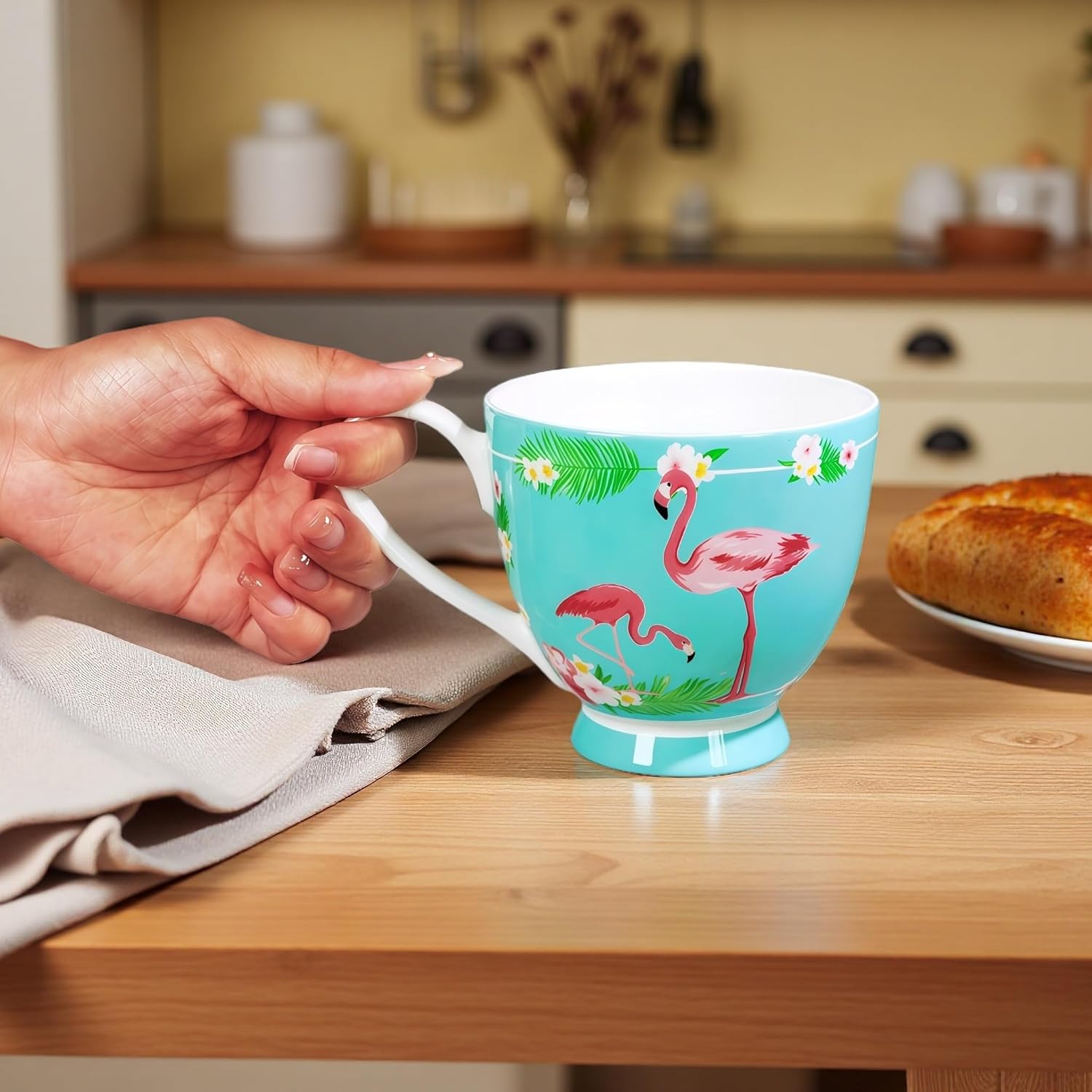 16 oz Floral Mugs Bone China Mug Elegant Floral Coffee Tea Cup - Microwave Dishwasher Safe Mug Perfect for Coffee, Tea,Hot Beverages - Ideal Gift for Friend Colleague Dad Mom - Image 7