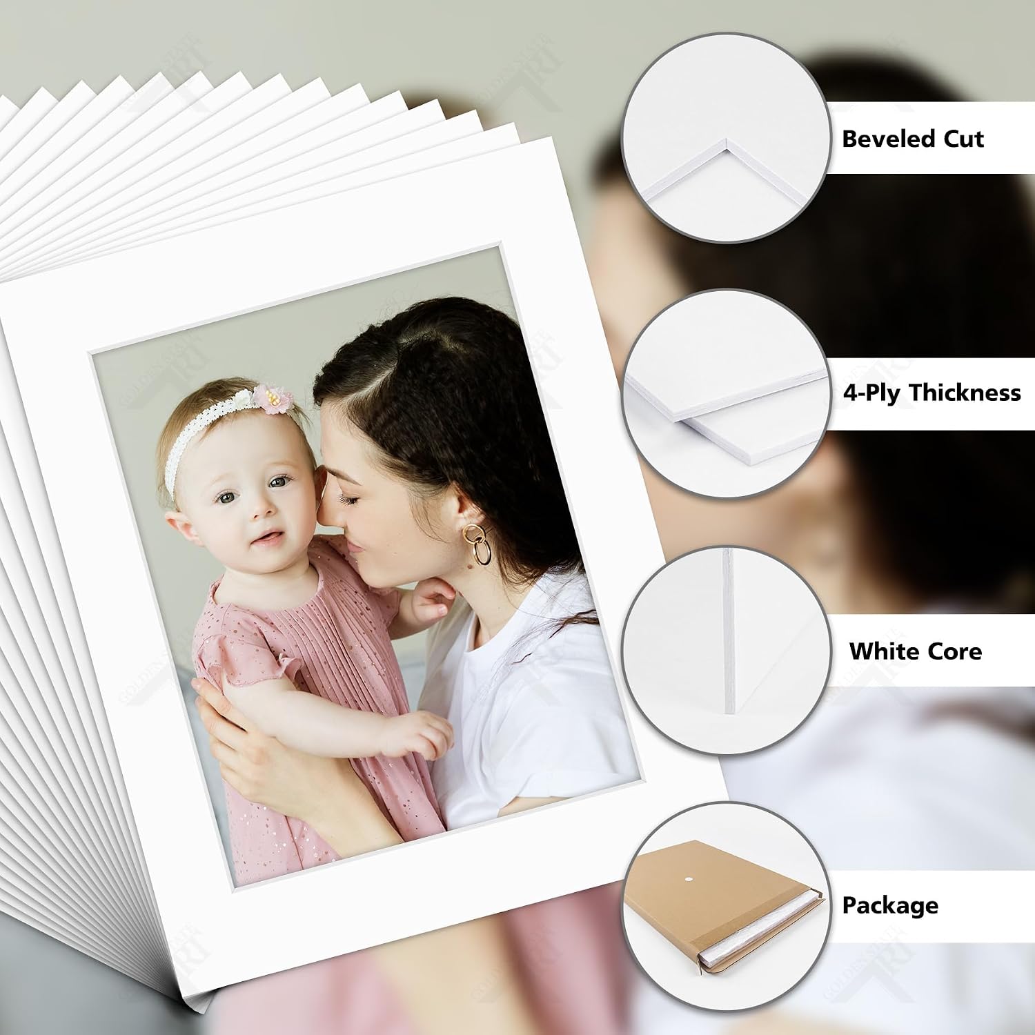 Golden State Art, Acid Free, Pack of 20, 11x14 White Picture Mats - Fit 8.5x11 Photo/Certificate - High Premier Bevel Pre-Cut White Core Mattes - 20 Single Mats