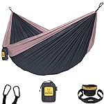 Wise Owl Outfitters Hammock for Camping Double Hammocks Gear for The Outdoors Backpacking Survival or Travel - Portable Lightweight Parachute Nylon DO Charcoal Rose