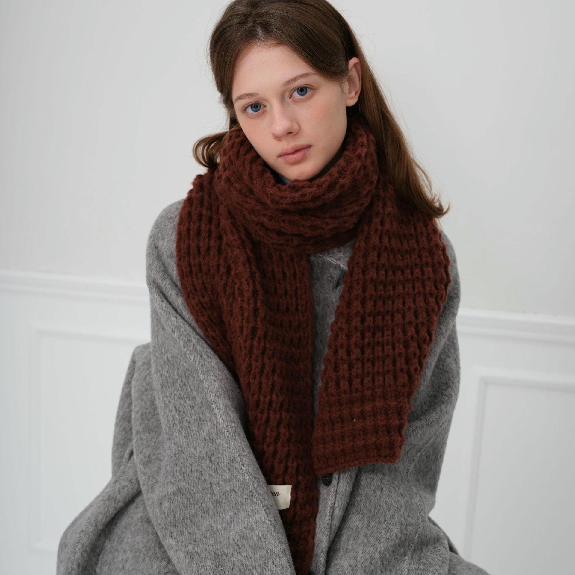 Scarf 2 Piezas De Chal Cálido Para Hombres Y Mujeres En Otoño E Invierno Bufandas Largas Y De Punto Suaves Engrosadas