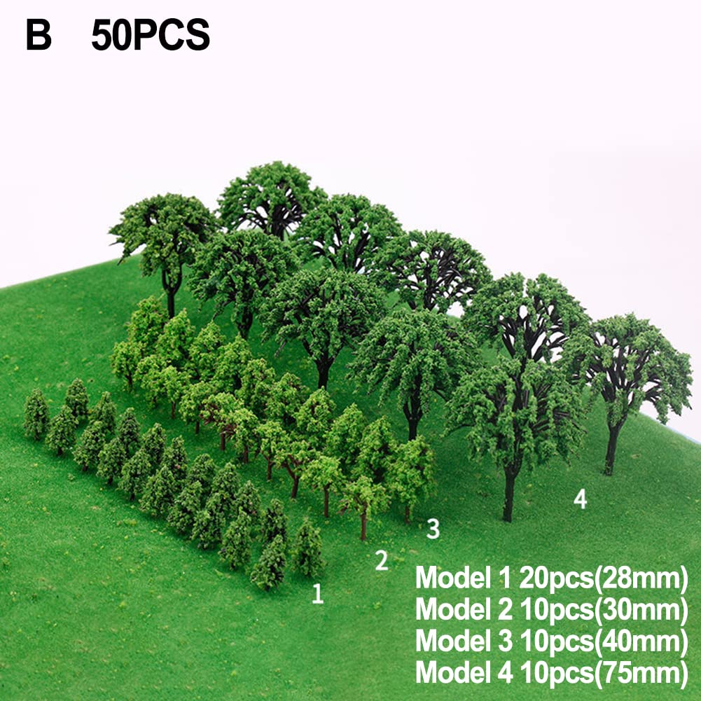 ZYWUOY 50PCS Alberi Miniatura Modello Treno Ferrovia Wargame Paesaggio Scala