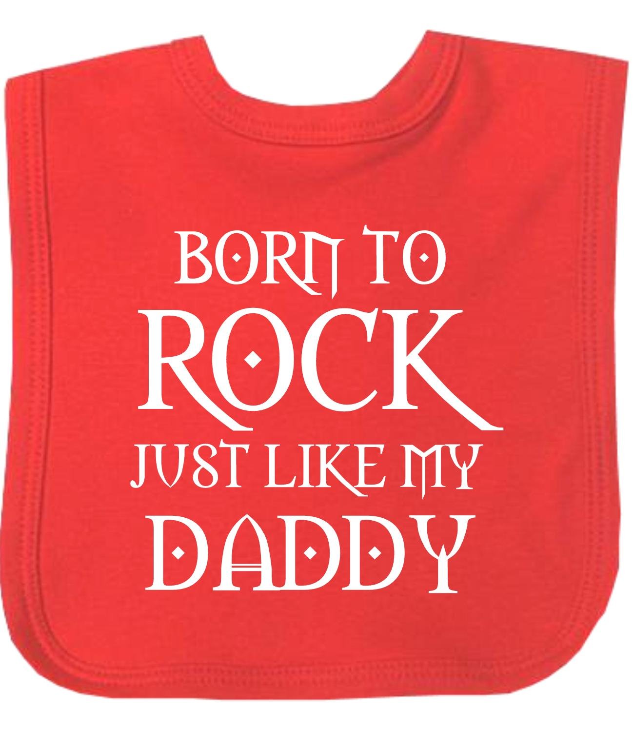 BabyPrem Baby Bib Born to Rock Like Daddy Clothes Hook and Loop One Size RED