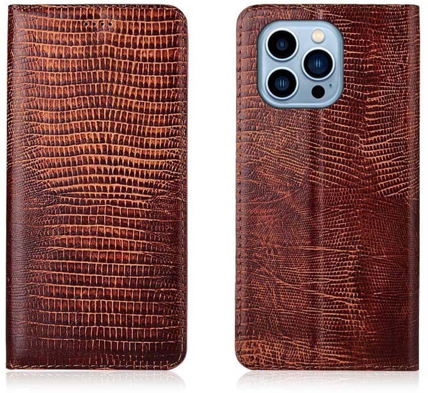 Étui de téléphone à rabat en cuir SCHIK marron pour iPhone 13 Pro Max idéal en voyage