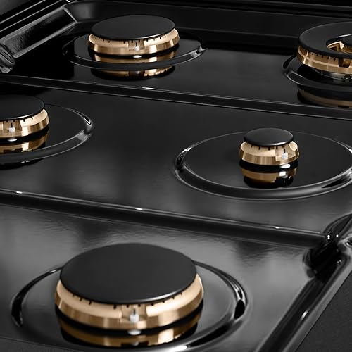 Miniatura 4 de ZLINE Designer Collection 36 in. Paramount Gas Rangetop with 6 Burners in Black Satin Stainless Steel with Matte Black and Champagne Bronze Accents