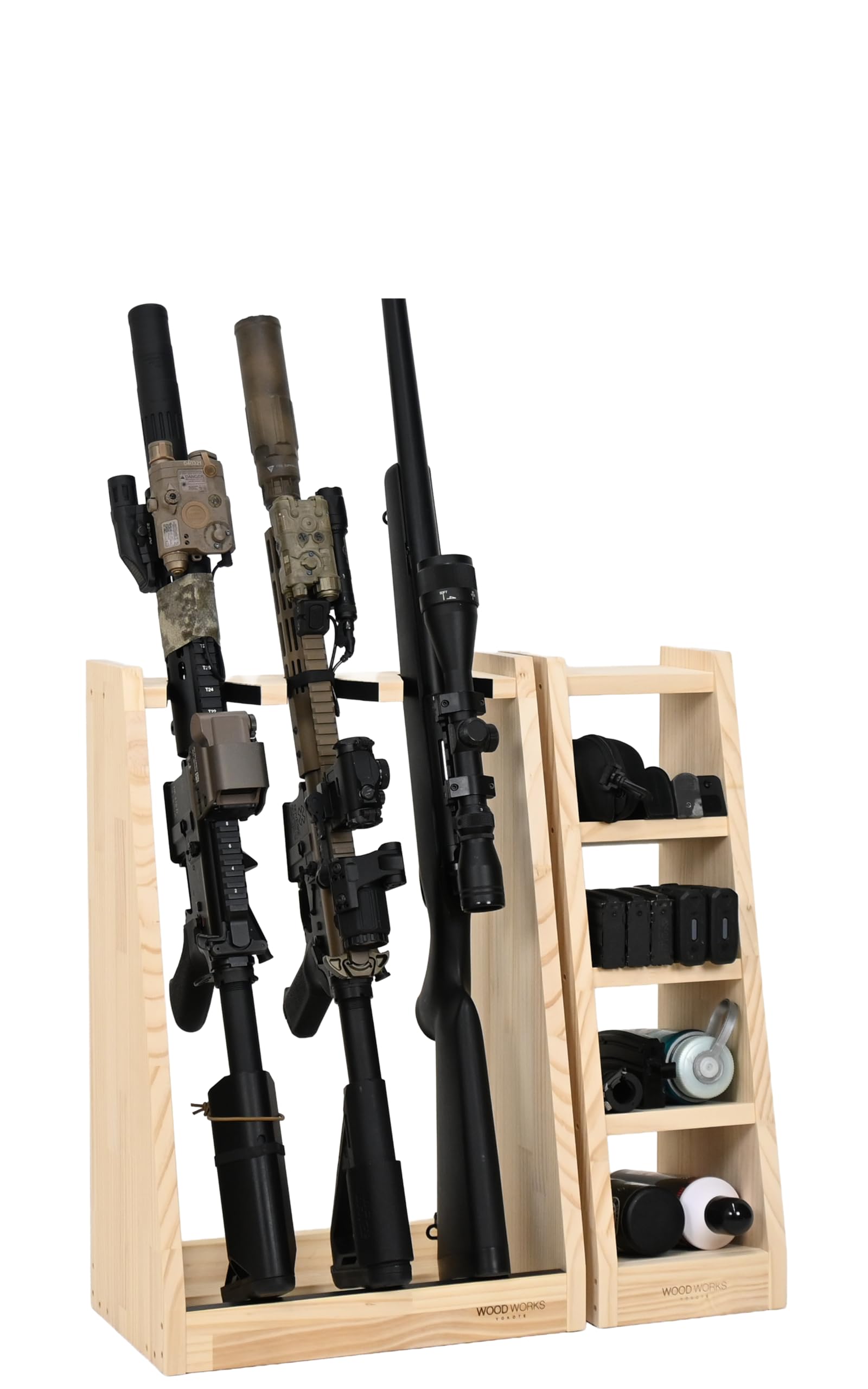 Amazon｜WOOD WORKS 日本製 ライフルスタンド 3丁掛 + マガジンラック