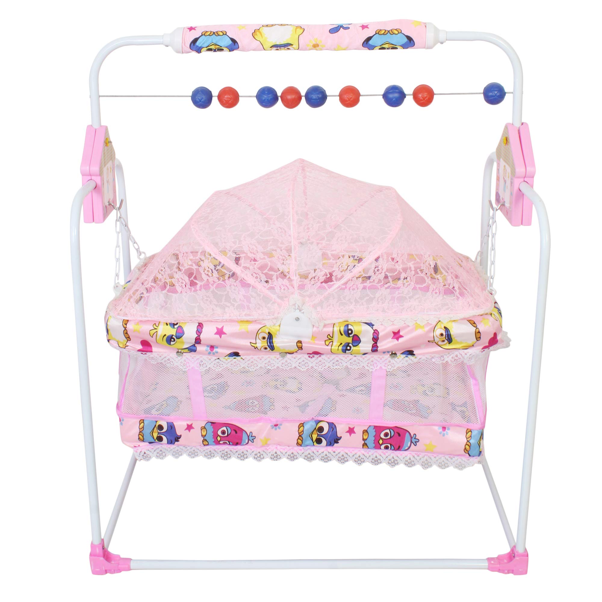 ZOSHOMI Baby Crib craddle palna for new Born Kick and Play Crib/Bedding Set with Mosquito Net-j10-pink-Made in India