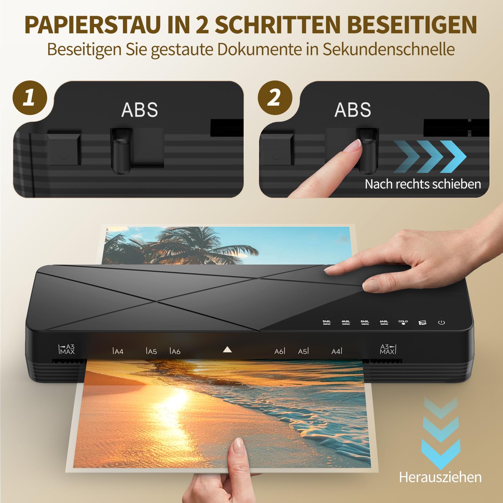 Crenova Plastificatrice A3, plastificatrice 3-6 mil con touch screen | Plastificatrice a caldo e a freddo per A3/A4/A5/A6, spegnimento automatico in 30 minuti, ideale per foto, documenti, ufficio