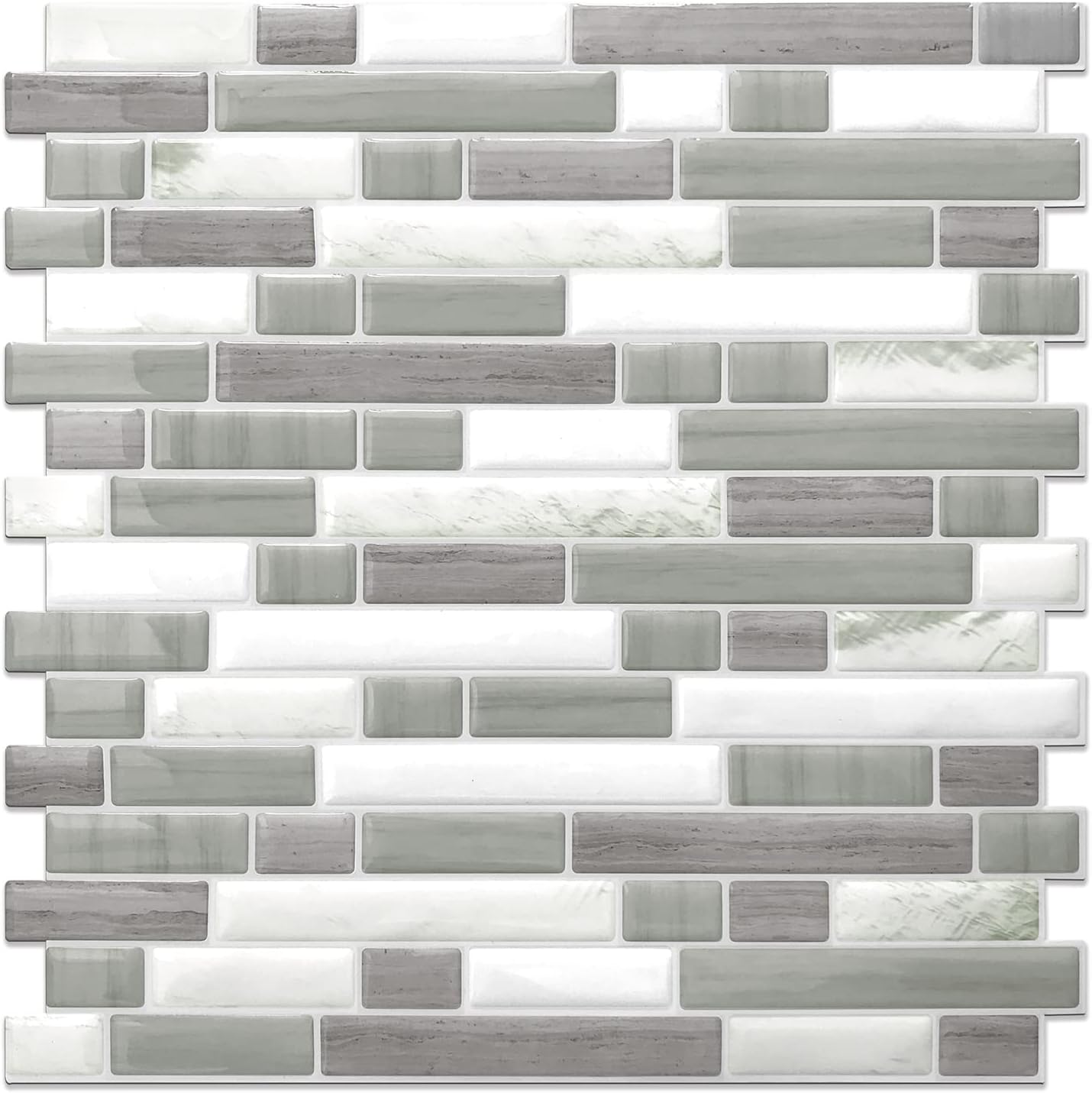 STICKGOO Thicker Design Peel and Stick Tile Backsplash, 12”×12”Stick on Backsplash for Kitchen, Self Adhesive Tile for Kitchen Backsplash and Bathroom(10 Sheets, Gray)