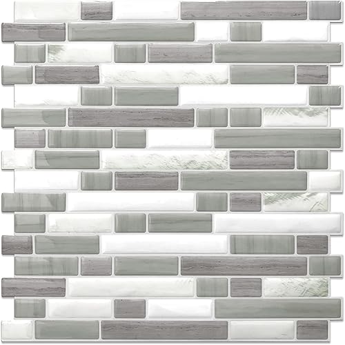 STICKGOO Azulejos Adhesivos de Diseño Más Grueso para Protector contra Salpicaduras, 12"×12" Azulejos Adhesivos para Protector de Cocina, Azulejos