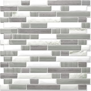 STICKGOO Thicker Design Peel and Stick Tile Backsplash, 12”×12”Stick on Backsplash for Kitchen, Self Adhesive Tile for Kitchen Backsplash and Bathroom(10 Sheets, Gray)
