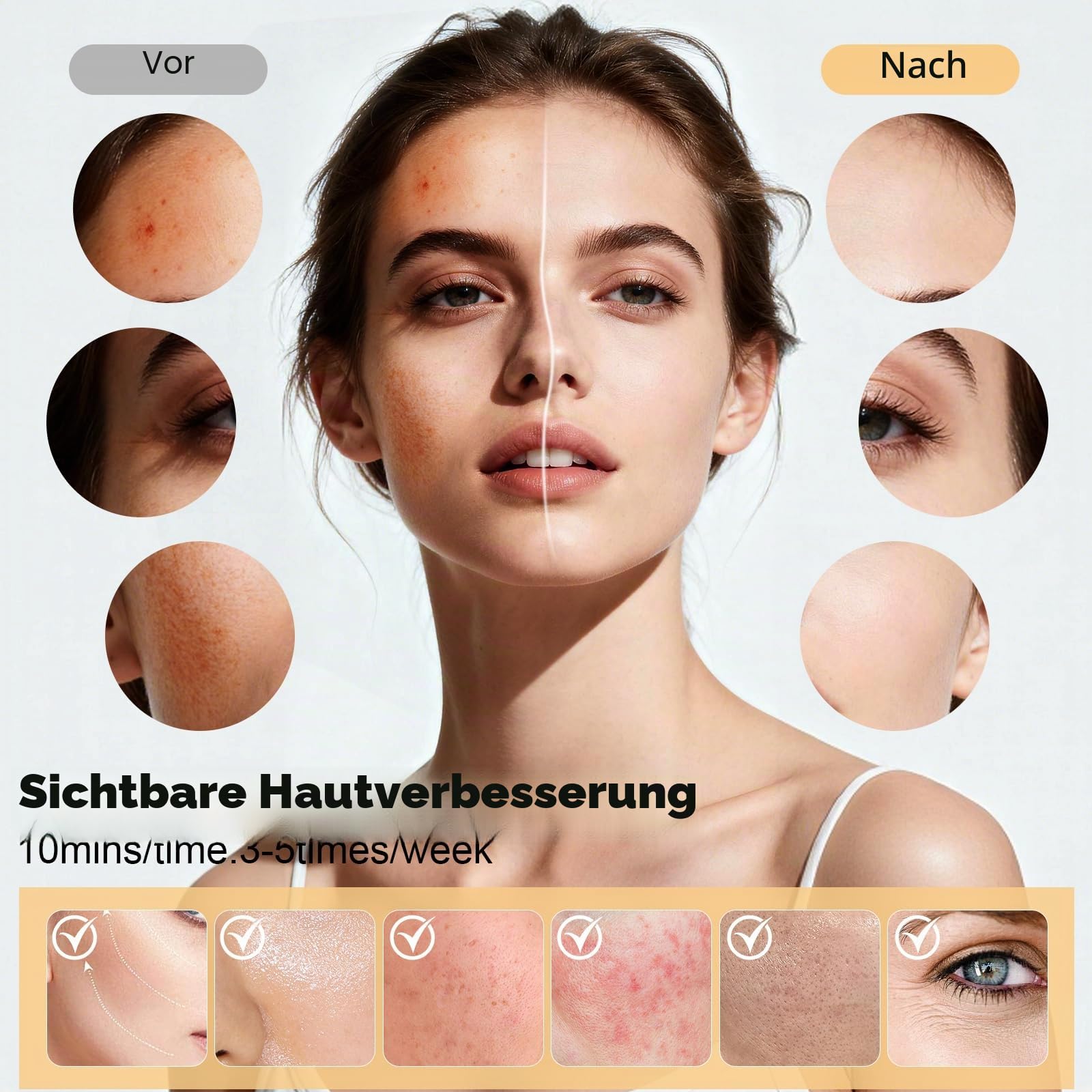 Wiederaufladbare LED Maske Gesicht，Lichttherapie Maske für den Heimgebrauch | 7 Lichtmodi | 5 Helligkeitsstufen | Flexibles Silikonmaterial | Augenschutz Design | Hautpflege