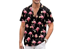 Enthralling Flamingo Mens Shirt exuding Tropical Elegance