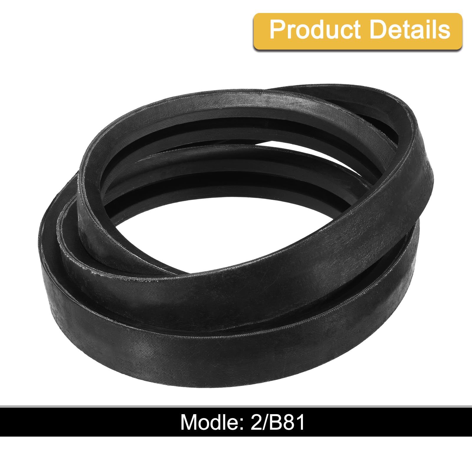 uxcell Cinghia trapezoidale classica avvolta 2/B81, 213,4 cm di circonferenza esterna, in gomma industriale, profilo B, cinghia trapezoidale per attrezzature industriali, nero
