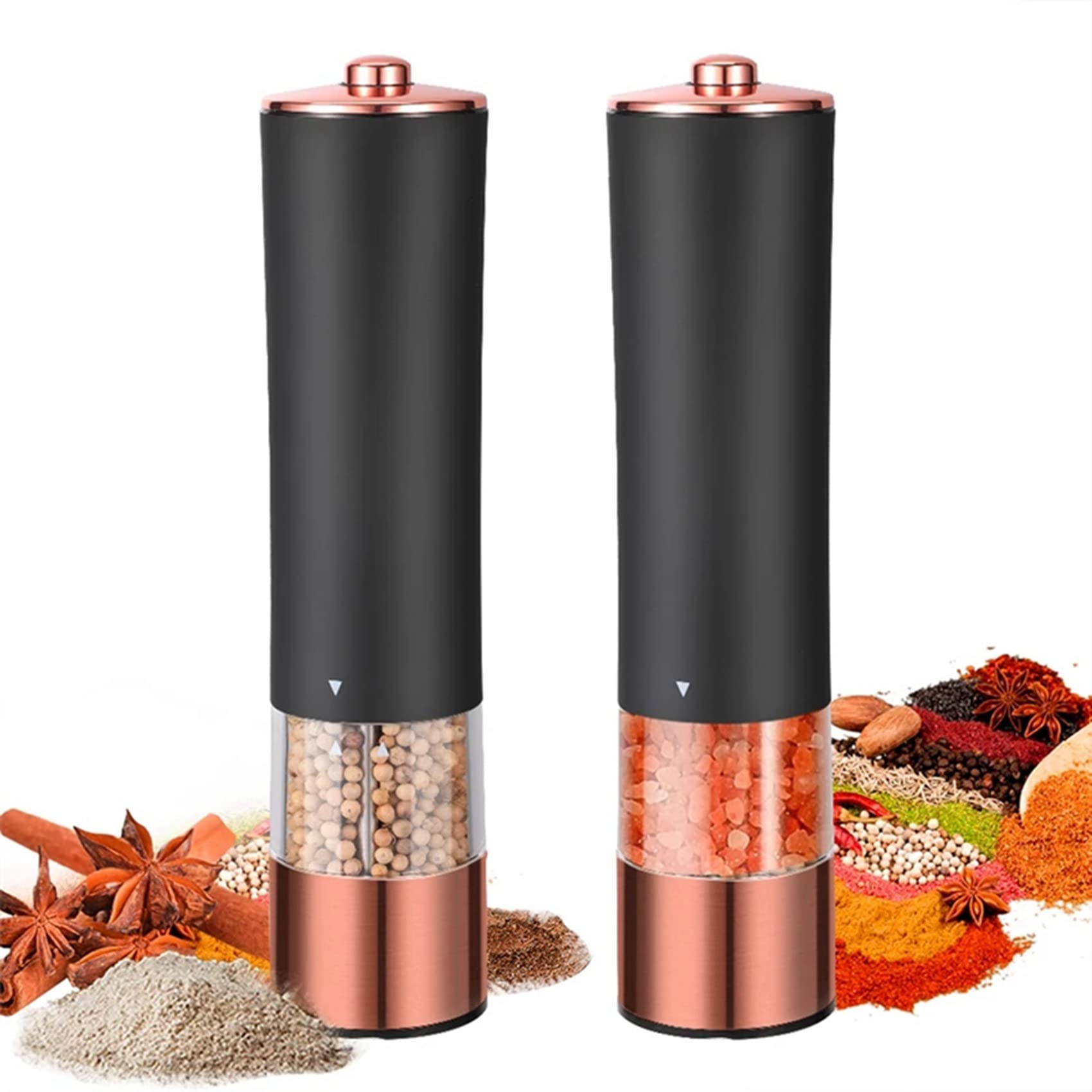 4Pcs Automatische Salz Pfeffer Grinder Elektrische Gewürzmühle Batteriebetrieben Einstellbare Grobheit Pfeffermühle Küche -Schwarz