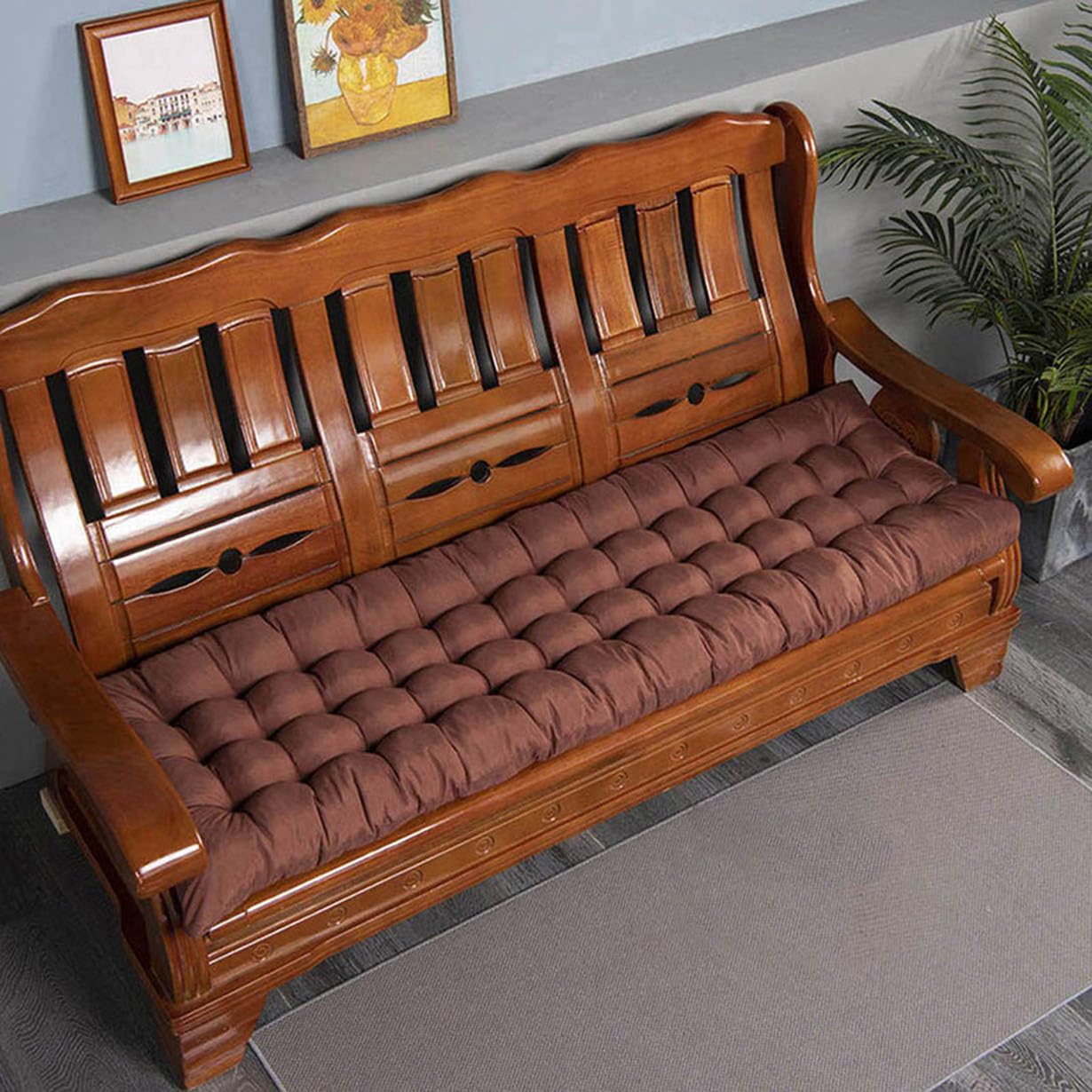 Coussin de banc rectangulaire 140 x 40 cm matelas assise balancelle jardin coton