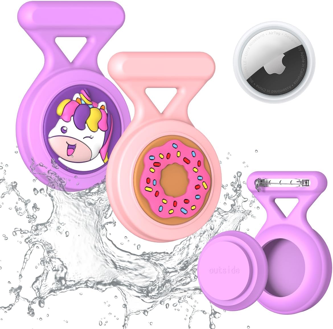 2 Pack Cute Cartoon AirTag Holder For Kids 8 Pcs
