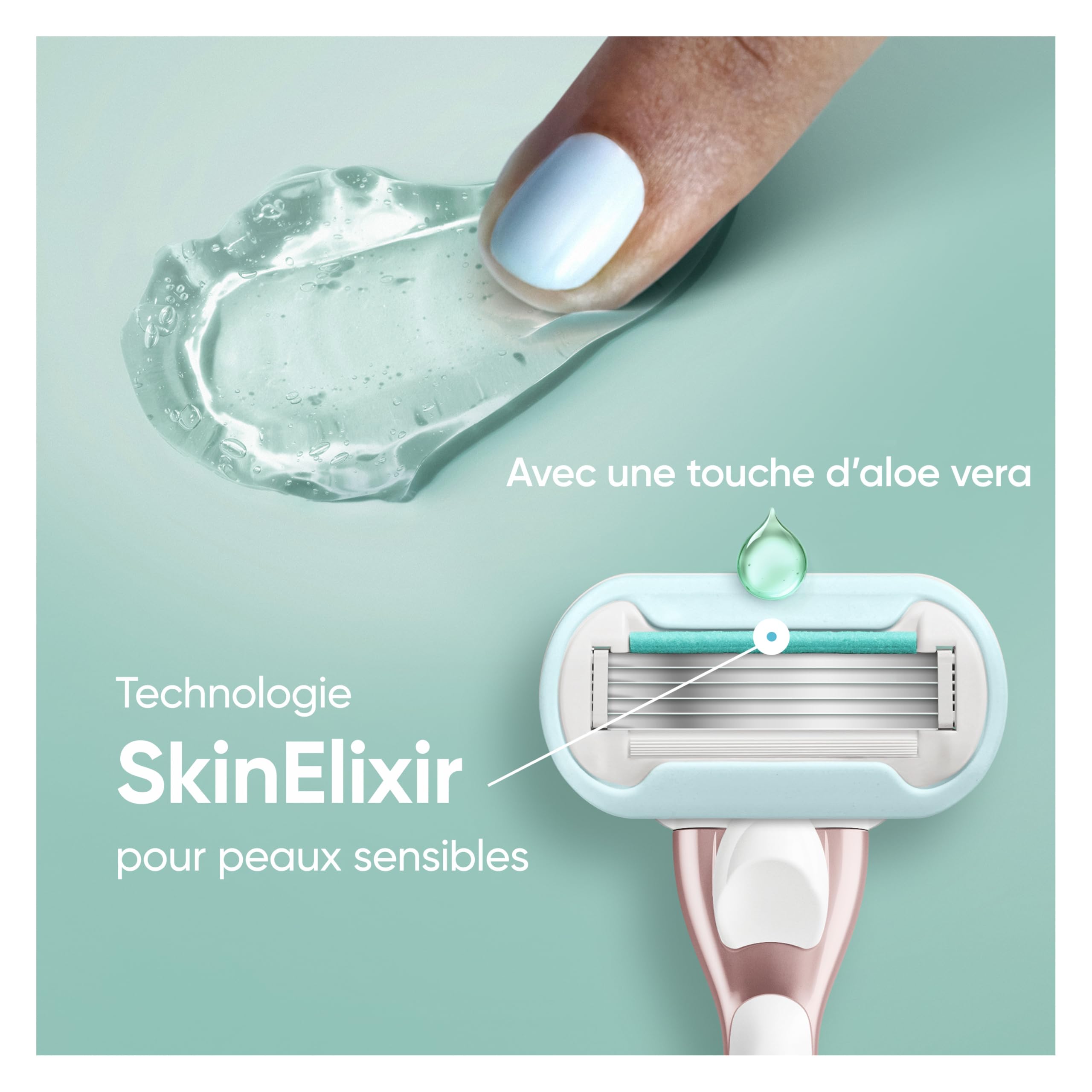 Gillette Venus Rasoir Femme Pro Smooth Sensitive 6 Recharges Rose Manche Réutilisable Tête de Rechange 5 Lames Acier Inoxydable Bande Lubrifiante Peau Sensible